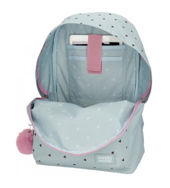 Disney Mickey and Minnie kisses school backpack with computer holder blue