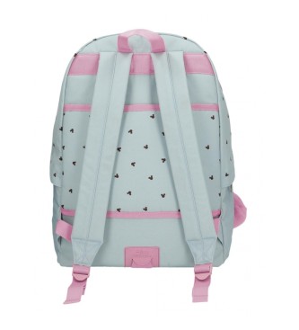 Disney Mickey and Minnie kisses school backpack with computer holder adaptable to trolley blue