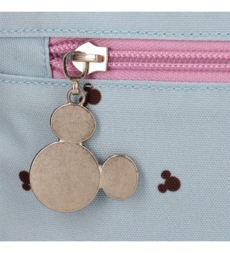 Disney Mochila escolar Mickey y Minnie kisses doble compartimento azul