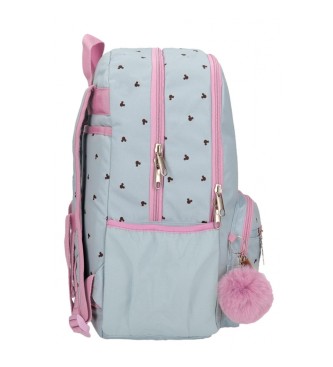 Disney Mickey and Minnie kisses double compartment school bag blue