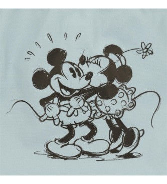 Disney Mochila escolar Mickey y Minnie kisses doble compartimento adaptable a carro azul