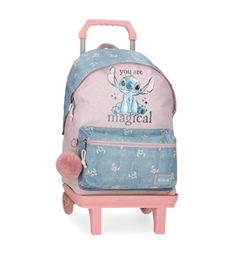 Disney Stitch You are magical 44 cm šolski nahrbtnik z vozičkom modre barve
