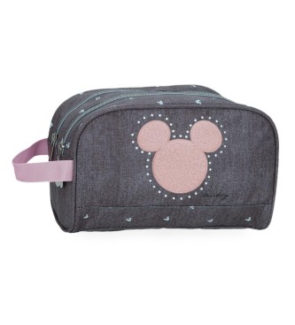 Disney Beauty case Mickey borchie con doppio scomparto antracite