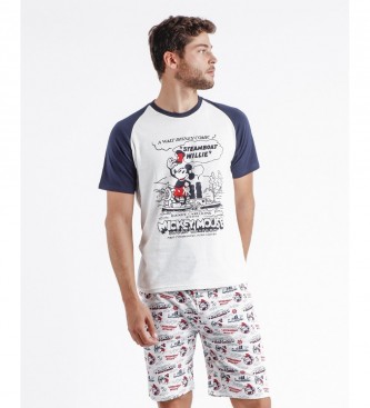 Disney Pižama Steamboat Willie bela, mornarska