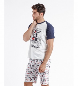 Disney Steamboat Willie pyjamas vit, marinbl