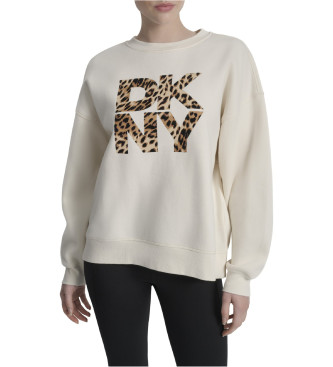 DKNY Beżowa bluza z nadrukiem zwierzęcym