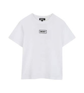 DKNY Weies bedrucktes Kurzarm-T-Shirt 