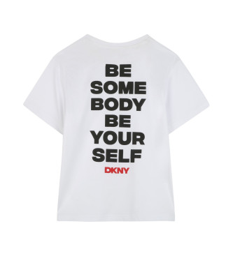 DKNY Weies bedrucktes Kurzarm-T-Shirt 