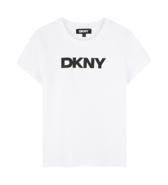 DKNY Weies bedrucktes Kurzarm-T-Shirt