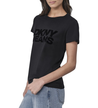 DKNY Beflocktes T-shirt schwarz