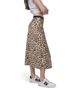 DKNY Saia midi leopardo bege