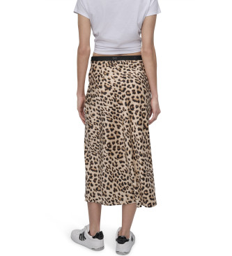 DKNY Saia midi leopardo bege