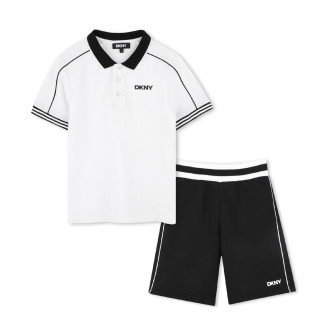 DKNY Conjunto de polo y shorts blanco, negro