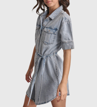 DKNY Blauwe denim overhemdjurk