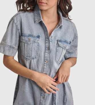 DKNY Vestido camisero denim azul