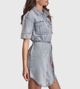 DKNY Blauwe denim overhemdjurk