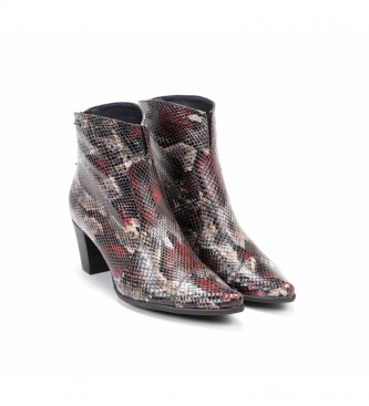 Dorking Leather ankle boots D6034 animal print red -Heel height: 6 cm