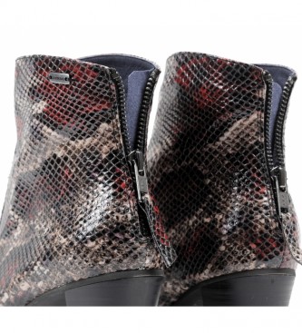 Dorking Leather ankle boots D6034 animal print red -Heel height: 6 cm