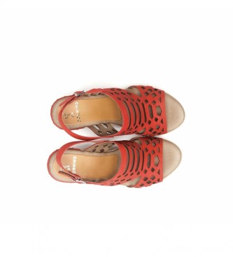 Dorking Sandales en cuir Salma D7756 rouge - hauteur de la cale : 8 cm