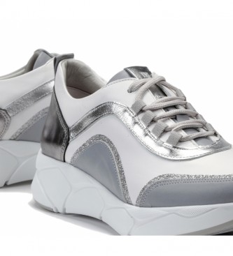 Dorking Leather sneakers Cocoa D8209 white, silver
