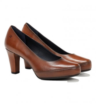 Dorking by Fluchos Blesa medium brown leather shoes -height heel: 8cm