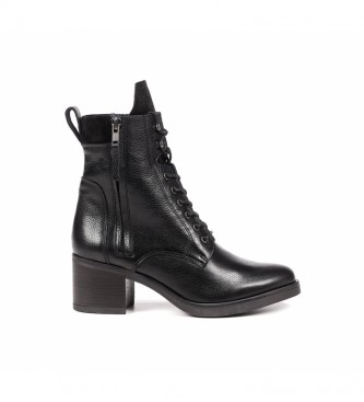 Dorking by Fluchos Rox Black leather ankle boots -Heel height 6cm