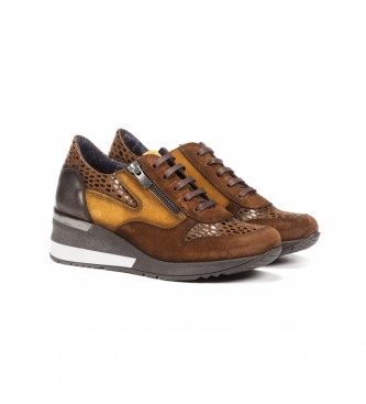 Dorking D8590ISCI2 sneakers in pelle marrone - Altezza zeppa 5cm -