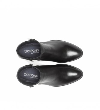 Dorking by Fluchos Skórzane buty za kostkę Lexi Black - obcas 6 cm