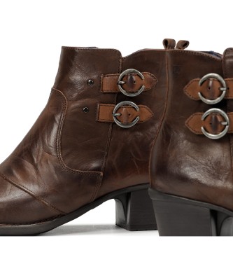 Dorking by Fluchos Leather Ankle Boots Dalma D8624 brown -Heel Height 6cm