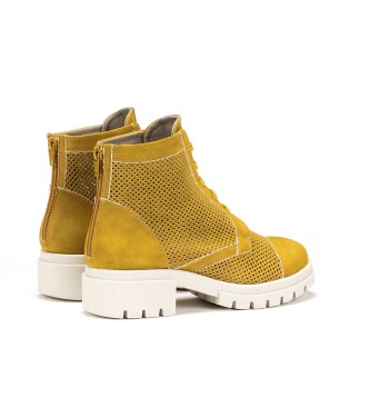 Fluchos Skórzane buty za kostkę D8734-BOLA Żółty -Wysokość obcasa: 5cm