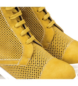 Fluchos Skórzane buty za kostkę D8734-BOLA Żółty -Wysokość obcasa: 5cm