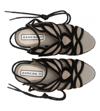 Dorking Sandlias de couro Aren D8811 preto, castanho -altura altura: 10cm