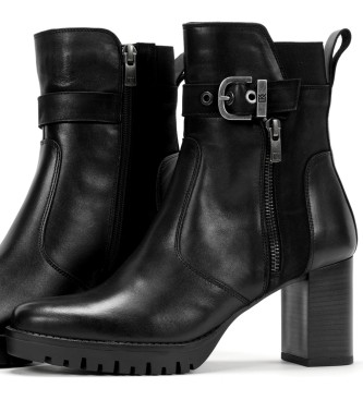 Dorking by Fluchos Evie Black leather ankle boots -Heel height 8cm-.