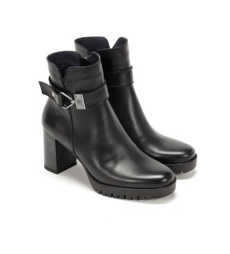Dorking by Fluchos Evie Black leather ankle boots - Height heel 8cm