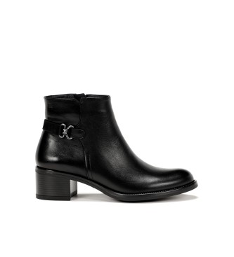Dorking by Fluchos Chiara Black leather booties -Heel height 5cm