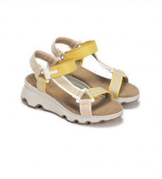 Dorking by Fluchos Leather Sandals Lais D9022 yellow -Height 6cm wedge
