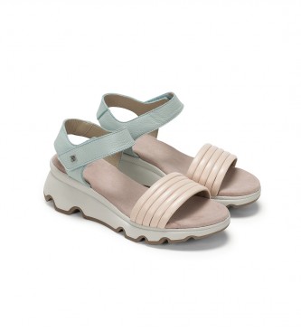Dorking by Fluchos Leather Sandals Lais blue -Height 6cm wedge
