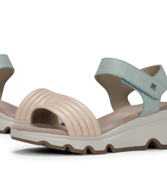 Dorking by Fluchos Leather Sandals Lais blue -Height 6cm wedge
