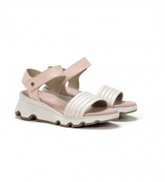 Dorking by Fluchos Leather Sandals Lais nude -Height wedge 6cm