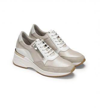 Dorking by Fluchos Tera Leather Sneakers D9042 taupe -Height 6cm wedge