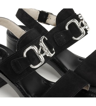 Dorking by Fluchos Circus black leather sandals -Heel height 7cm