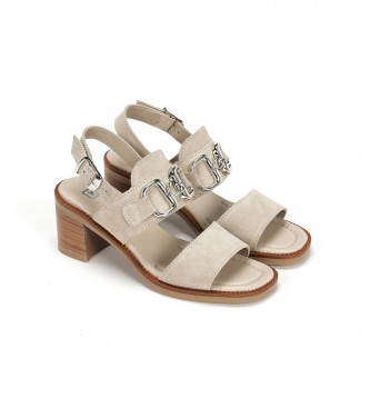 Dorking by Fluchos Circus taupe leather sandals -Heel height 7cm