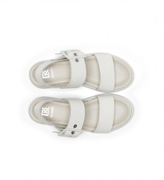 Dorking by Fluchos White Slam Leather Sandals -Wedge height 5cm