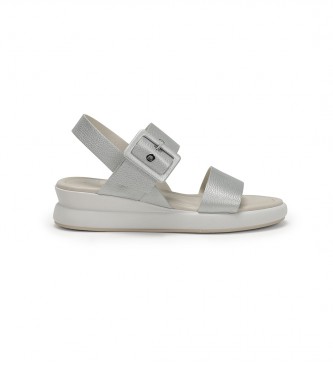 Dorking by Fluchos Slam Leather Sandals silver -Weight 5cm wedge