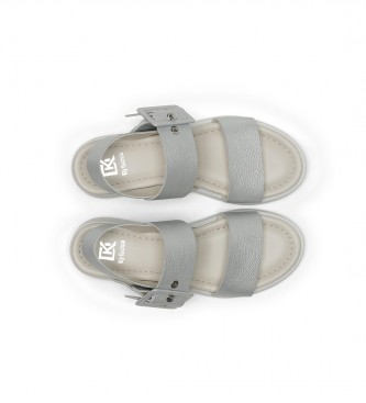 Dorking by Fluchos Slam Leather Sandals silver -Weight 5cm wedge