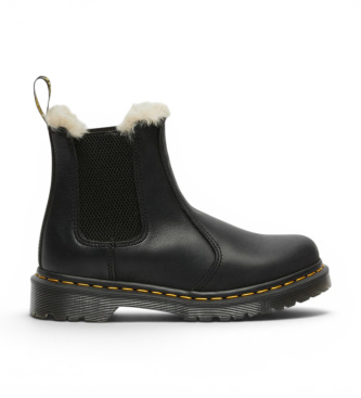 Dr Martens Chelsea-Lederstiefel 2976 Leonore mit schwarzem Kunstfellfutter