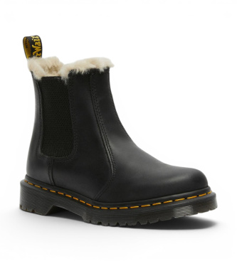 Dr Martens Chelsea-Lederstiefel 2976 Leonore mit schwarzem Kunstfellfutter