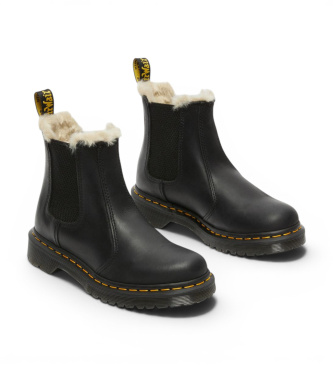 Dr Martens Chelsea-Lederstiefel 2976 Leonore mit schwarzem Kunstfellfutter