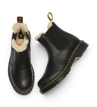 Dr Martens Chelsea-Lederstiefel 2976 Leonore mit schwarzem Kunstfellfutter