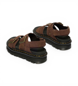 Dr Martens Brune zebzag-sandaler i l�der
